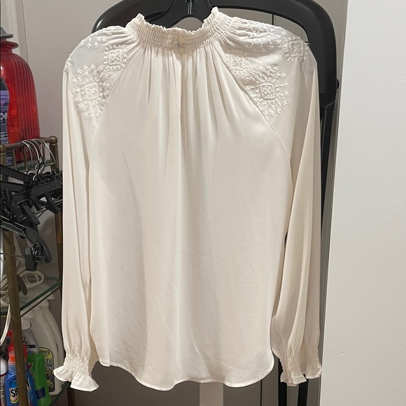 LOFT Cream Embroidered Blouse - Picture 3 of 4